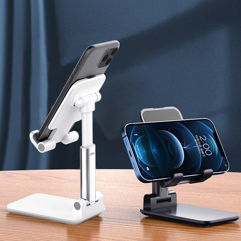Meetuo 2 Pcs Cell Phone Stand, Adjustable Foldable & Portable, Black+White