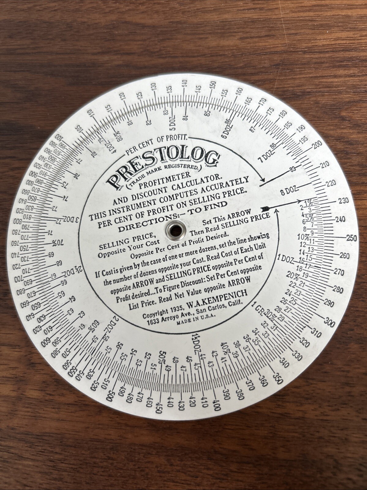 RARE '35 PRESTOLOG PROFITMETER- DISCOUNT CALCULATOR W.A.Kempenich - 4 FRIGIDAIRE