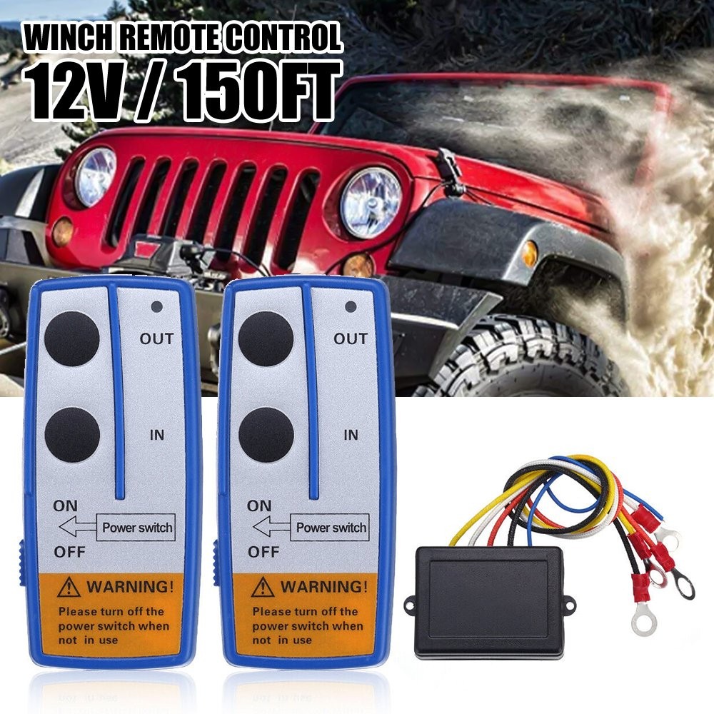 Wireless Winch Remote Control Kit 12V Receiver 150ft Twin Switch Handset Easy US