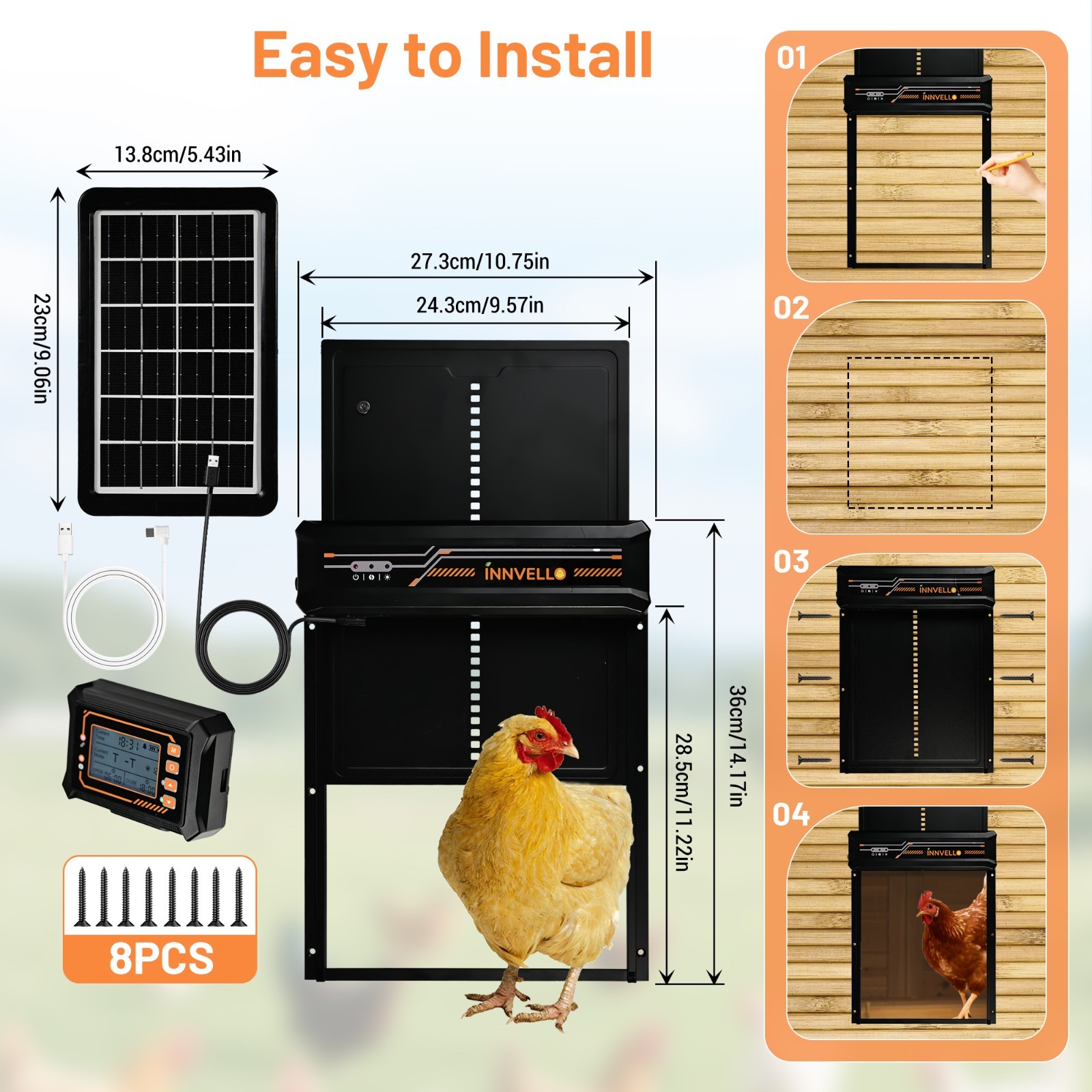 Automatic Chicken Coop Door Solar Powered with Remote Control Setup & LCD Screen