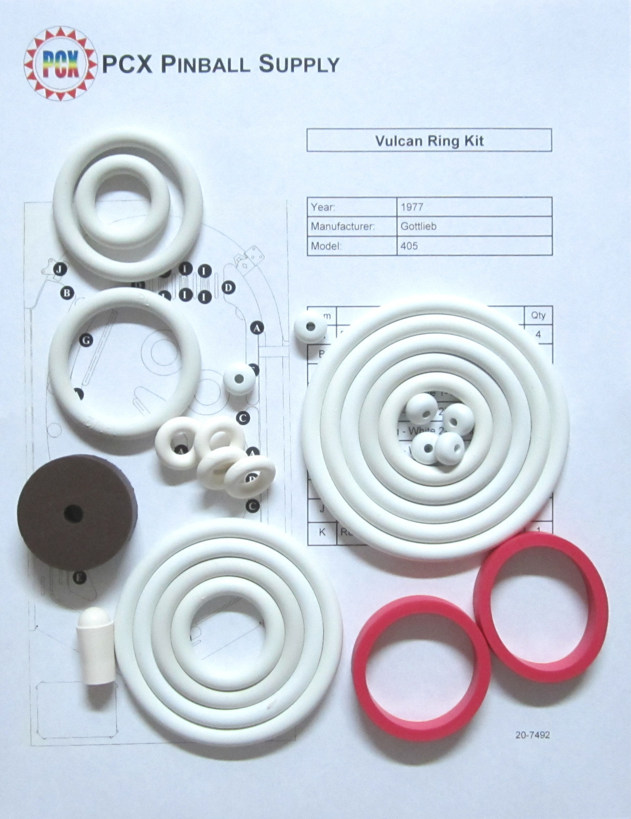 1977 Gottlieb Vulcan Pinball Machine Rubber Ring Kit