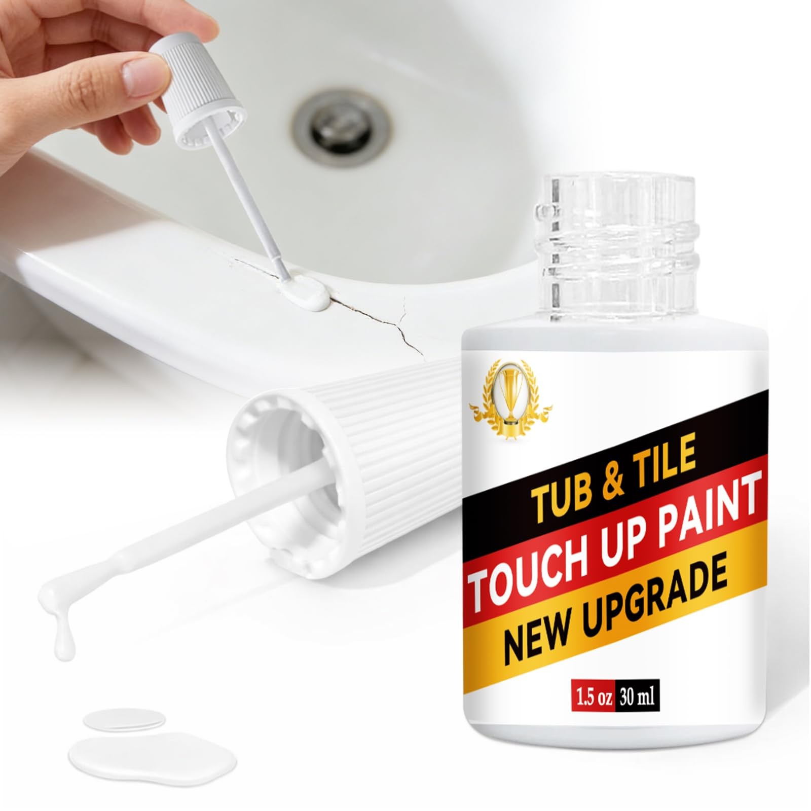 White Tub and Tile Touch-Up Paint,Semi-Gloss 1.5 Fl Oz (Pack of 1),