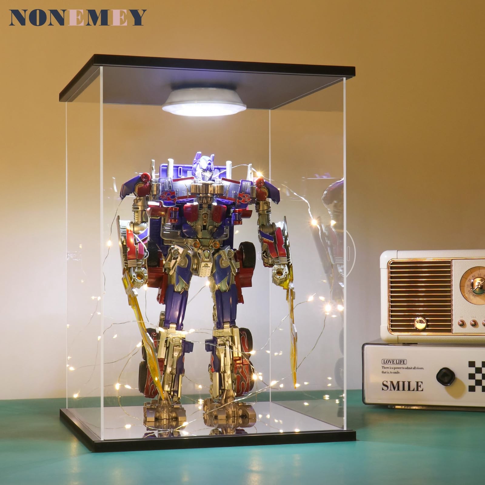 Clear Acrylic Display Case with Remote Control Light for 400% Bearbrick, Dust...
