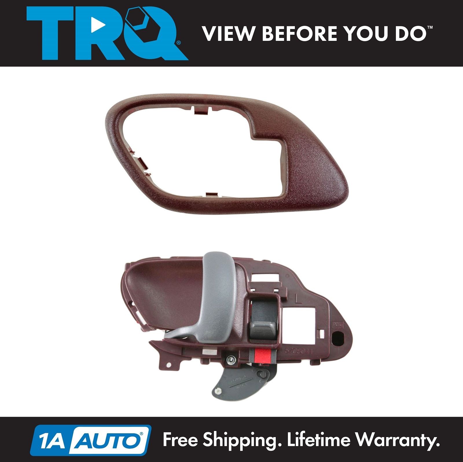 TRQ Red Interior Inside Door Handle w/ Bezel Driver Side LH for Chevy C/K Truck