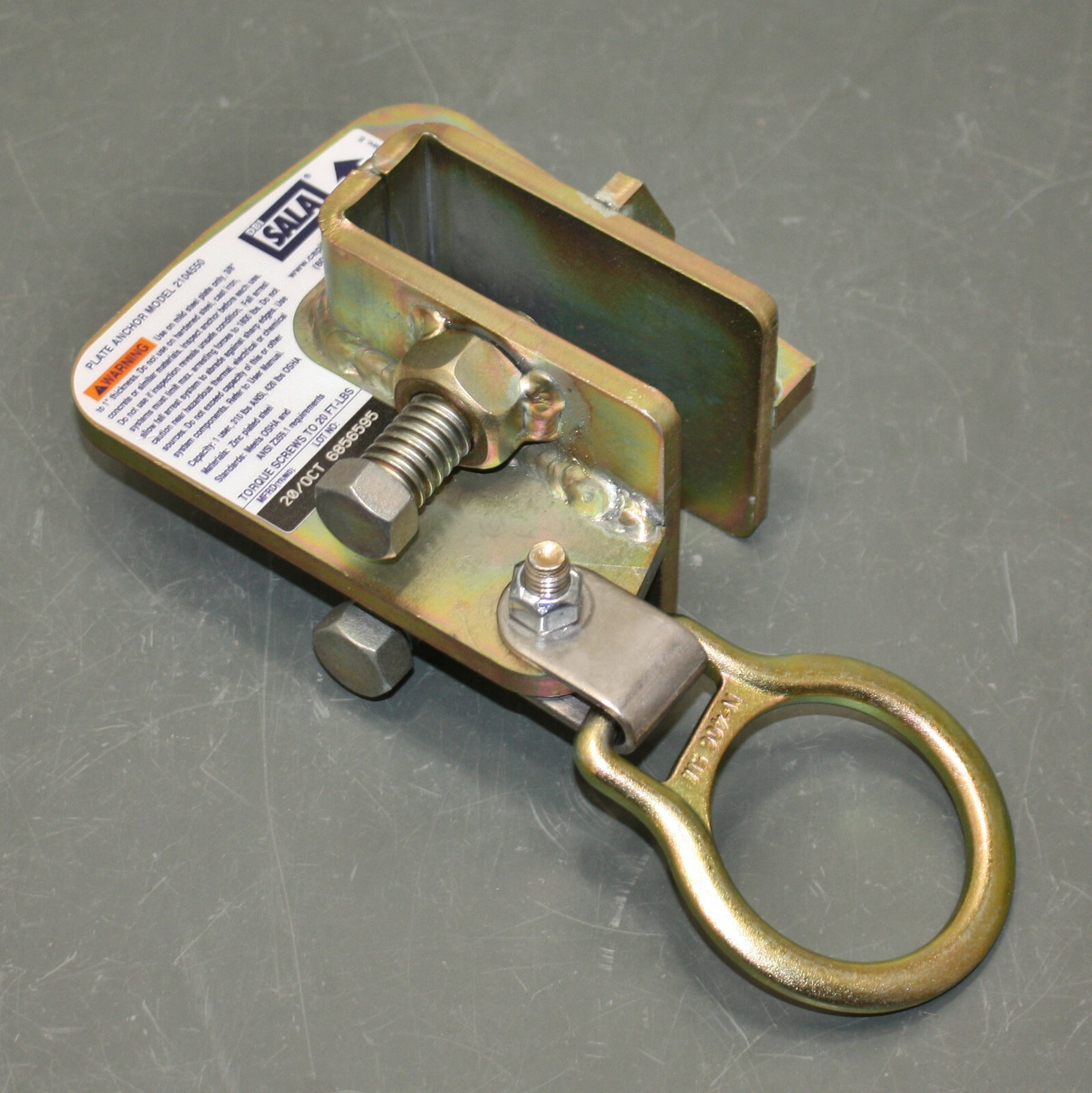 3M DBI-SALA Rebar Hook Steel Plate Anchor 2104550, 5000lbs, Fixed D-Ring