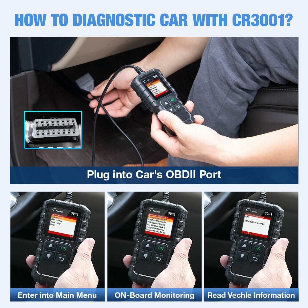 LAUNCH CR3001 OBD2 Scanner Code Reader Car Engine Scan Fault Diagnostic Tool