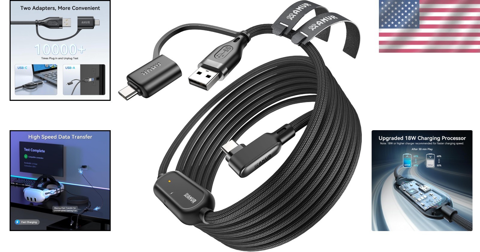 Link Cable with Charging 16FT Compatible with Meta Quest 3/3S/2/Pico 4 Access...