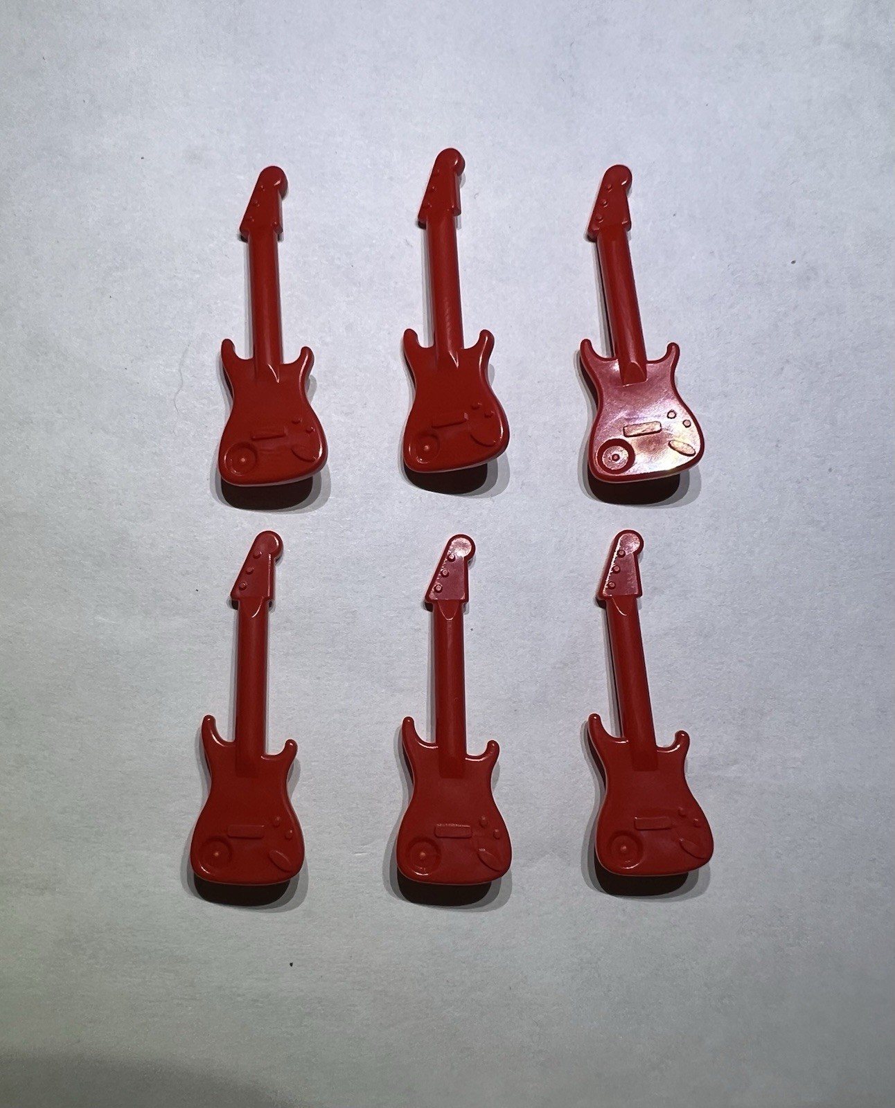 Lego Lot Of 6 Bright Red Guitars Guitar Music Instrument New Minifigure