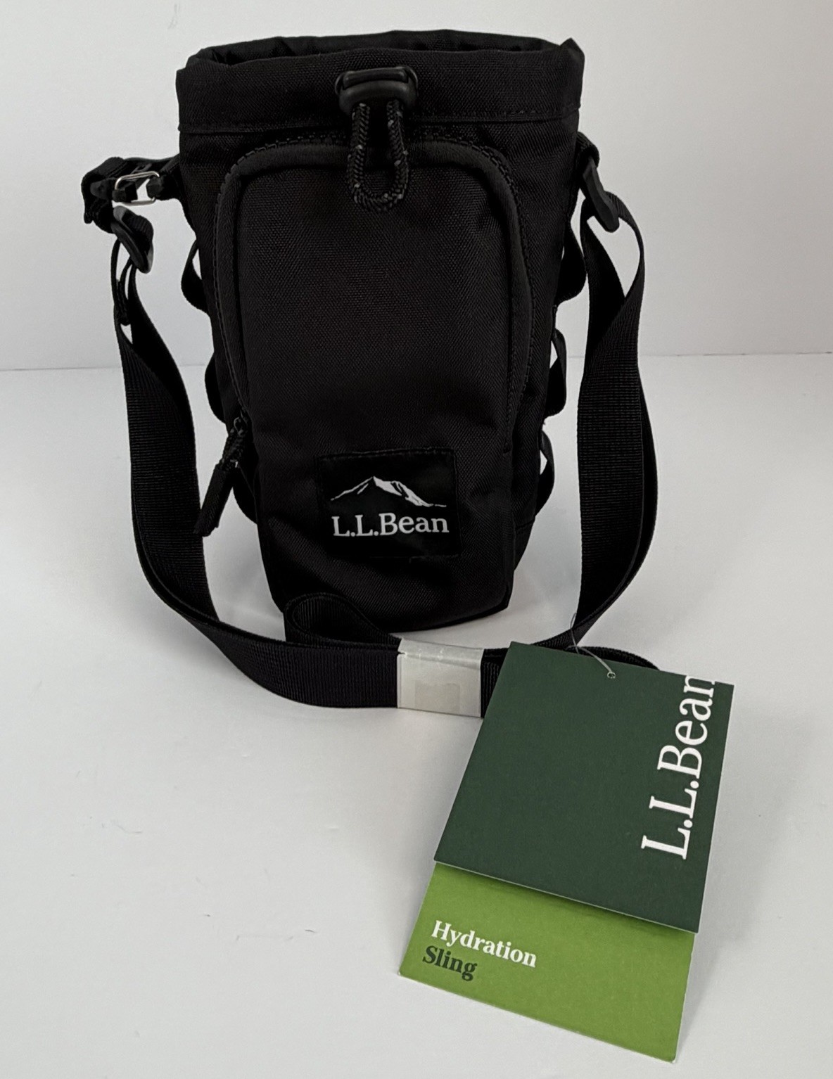 L.L.Bean Hydration Sling Black Water Bottle Holder Crossbody NWT
