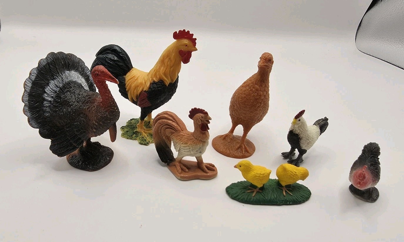 Mixed Lot Roosters Chickens More Toy Figures Plastic Realistic