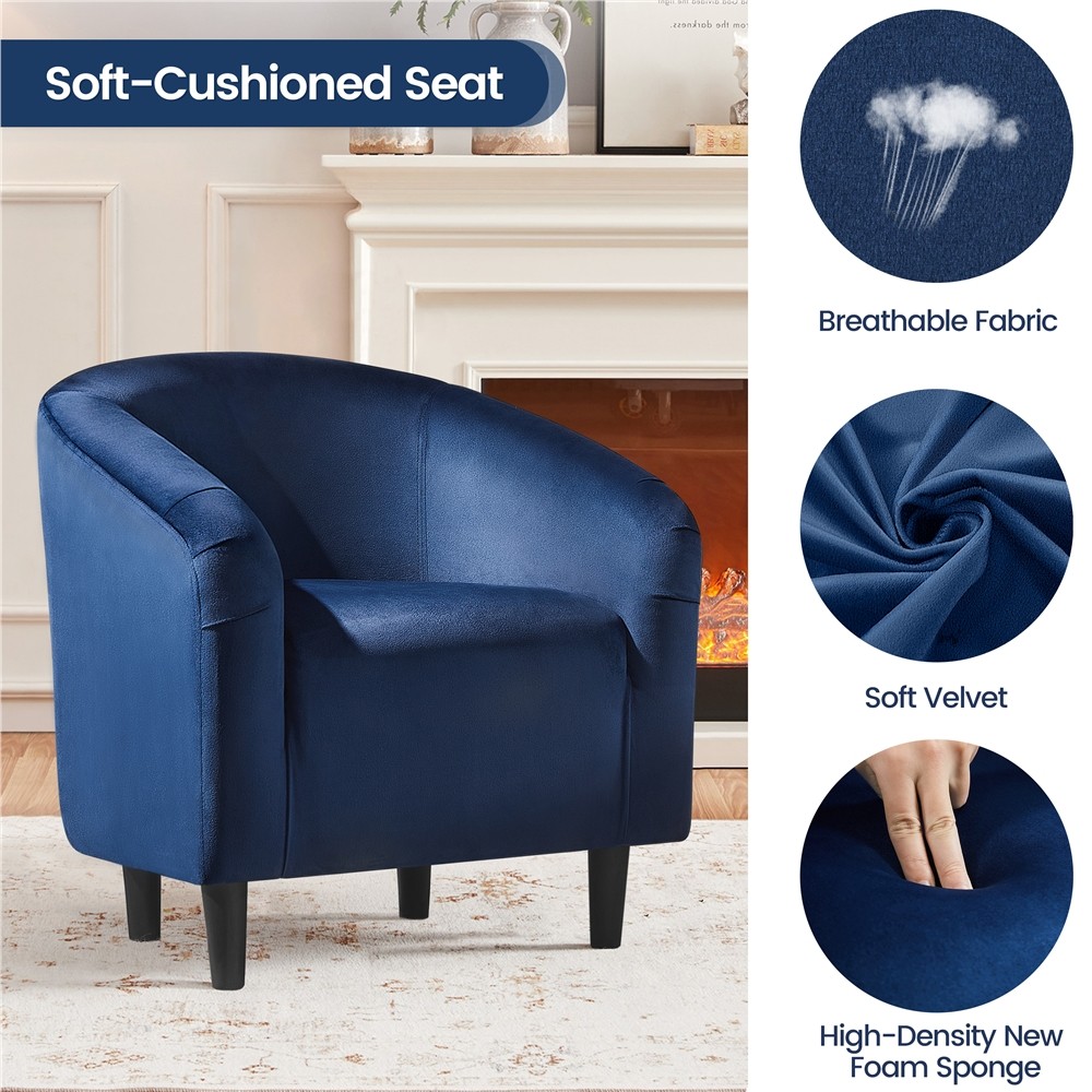 Velvet Accent Chair Modern Barrel Chair For Living Room Bedroom Sturdy