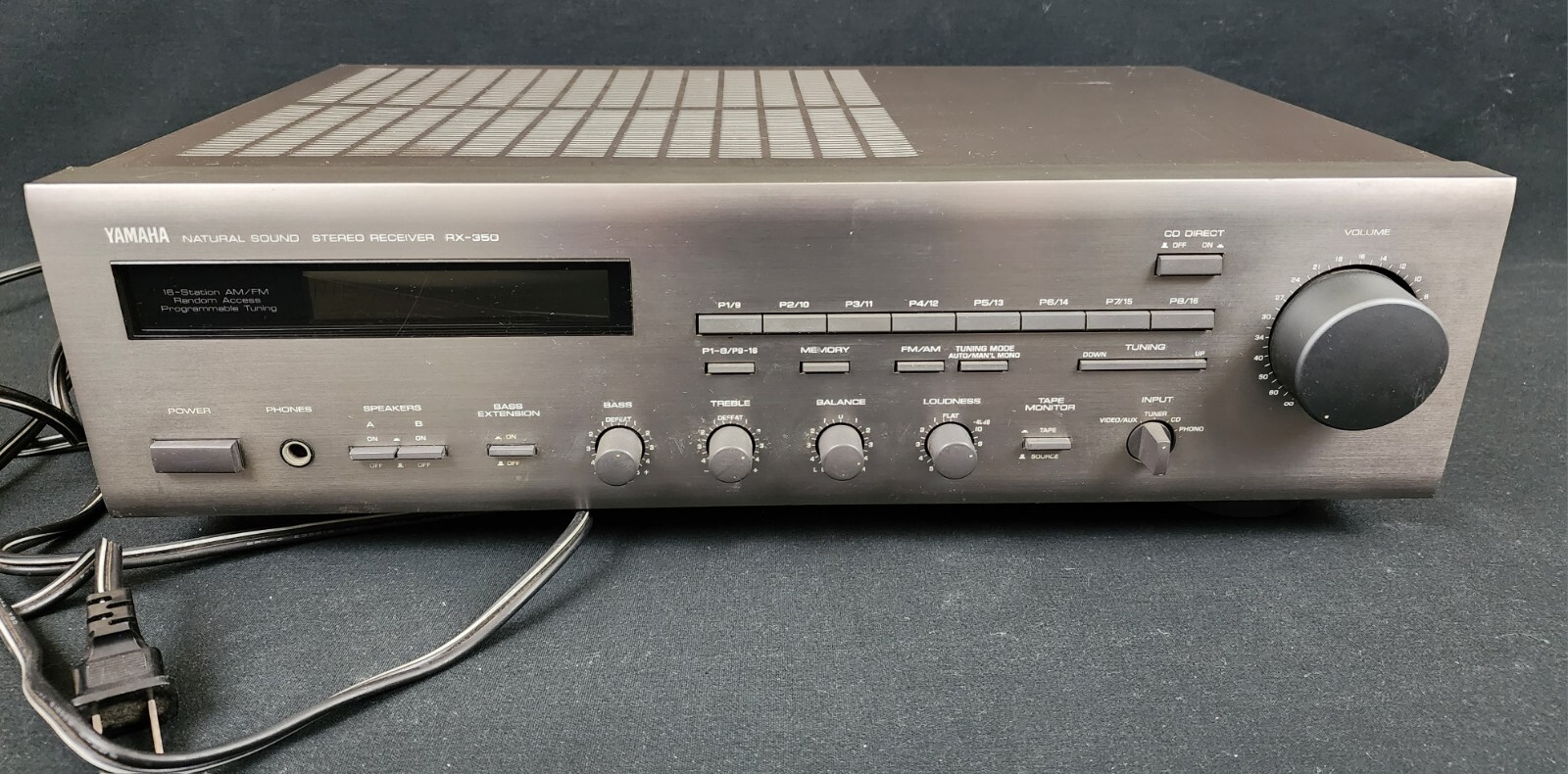 YAMAHA STEREO RECEIVER NATURAL SOUND MODEL RX-350 SILVER VINTAGE 180 MAX WATTS