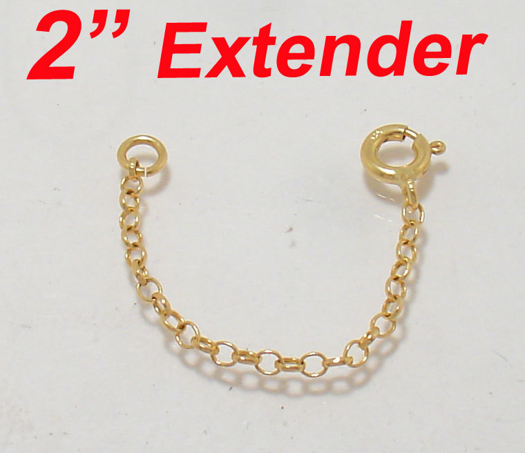 2" Oval Link Extender for Bracelet Necklace Chain Real 14K Yellow Gold