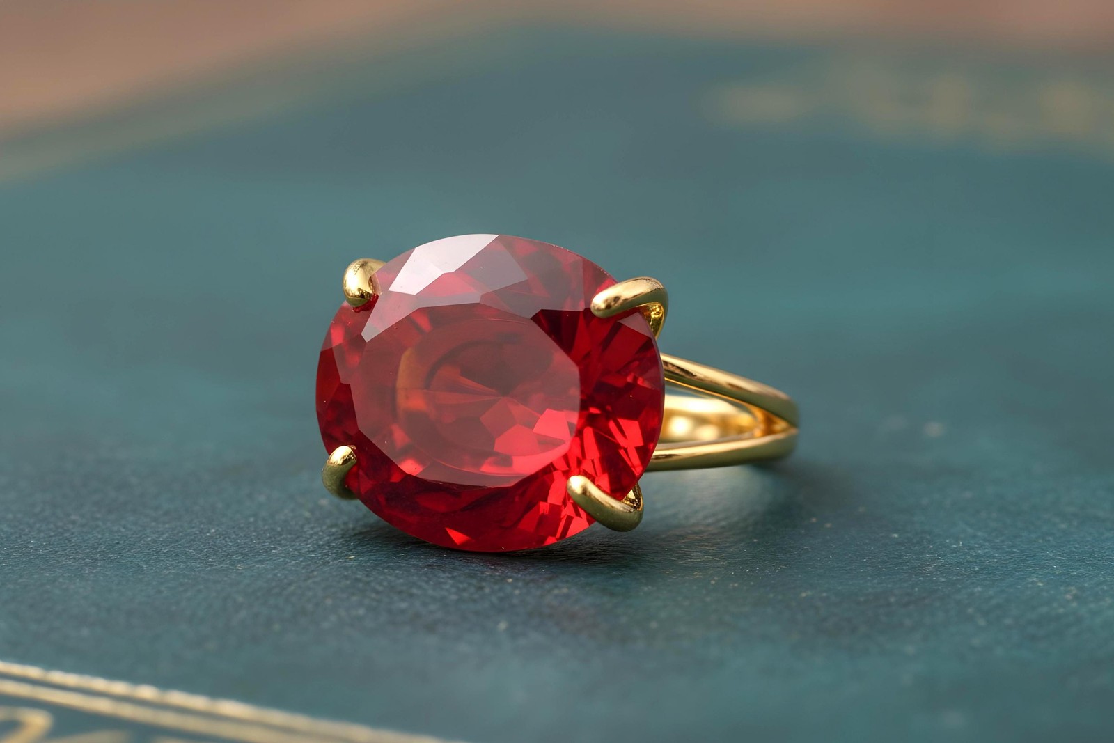 Oval Ruby Ring Anemone Jewelry Sterling Silver Handmade Solitaire