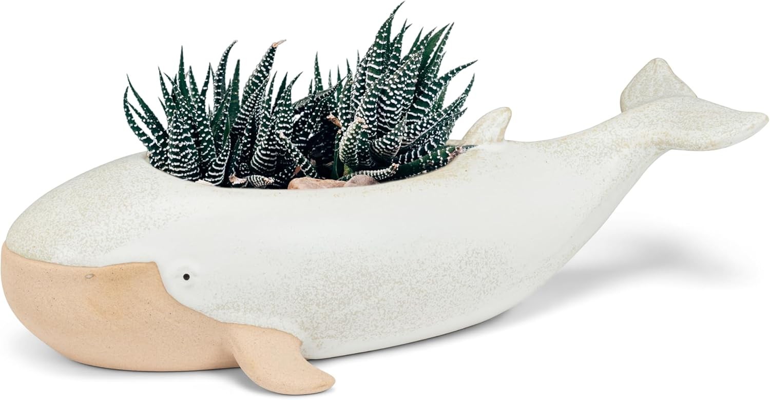 Long Whale Planter Stoneware 12" L)