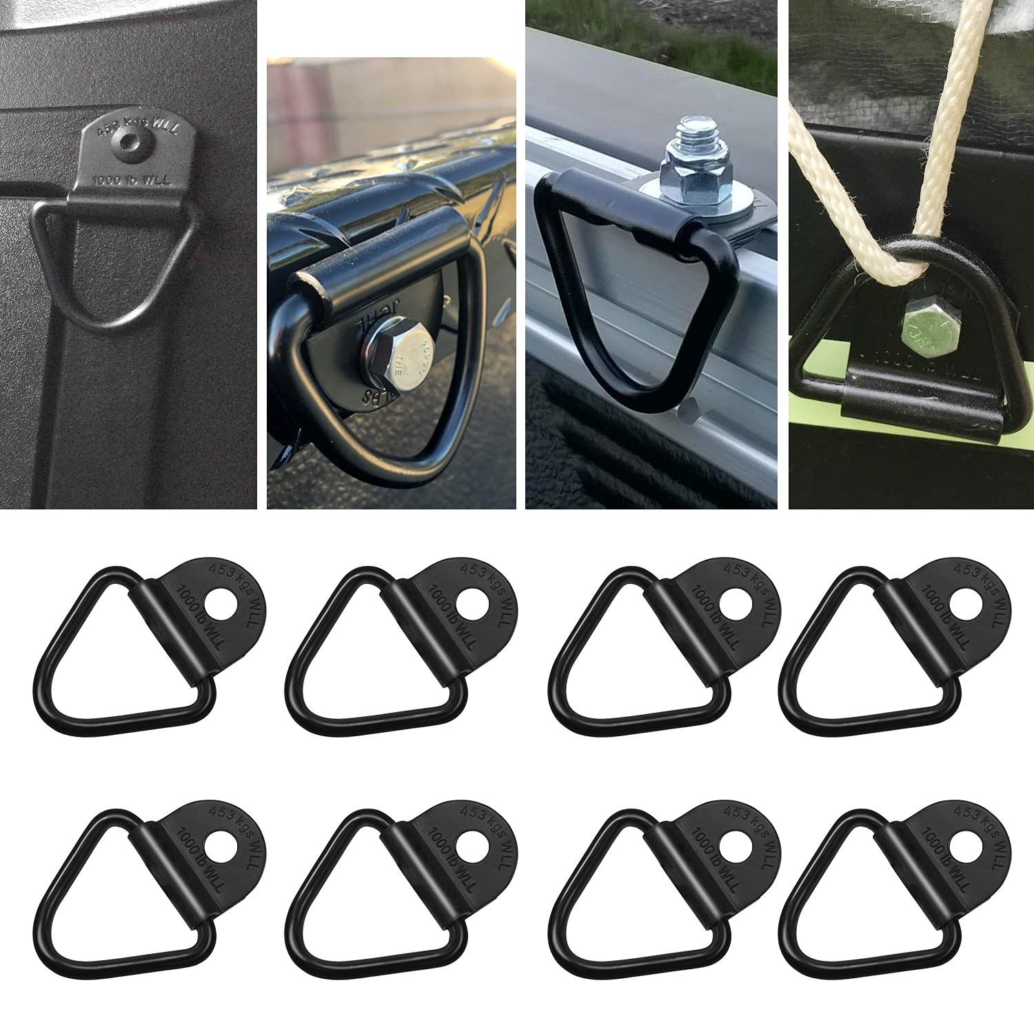 Sporthfish Cargo Tie-Down Anchors,8-Pack Black Steel V-Ring V-ring 8-Pack