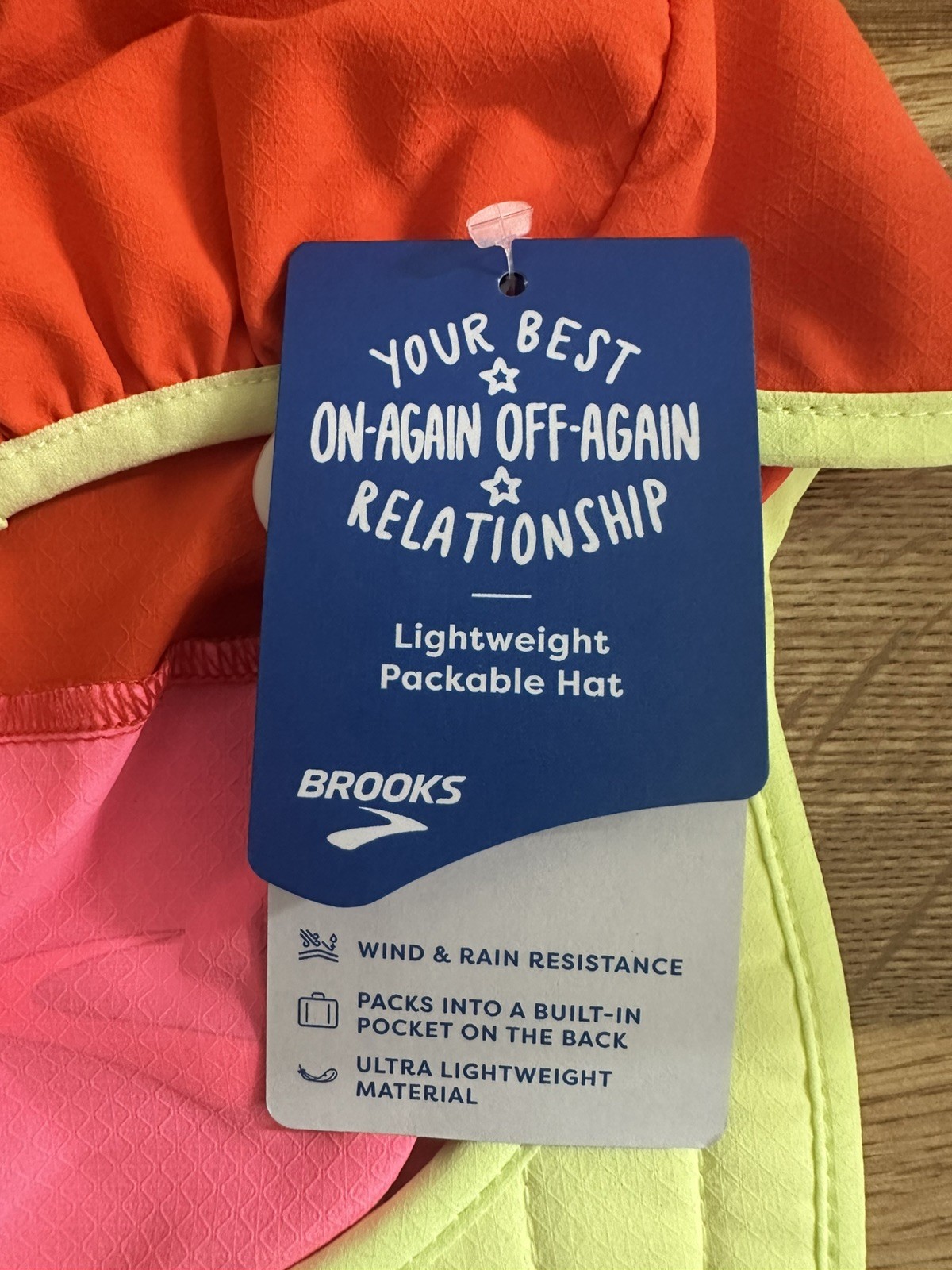 Brooks Running Lightweight Packable Hat Cap Red Neon Pink NWT