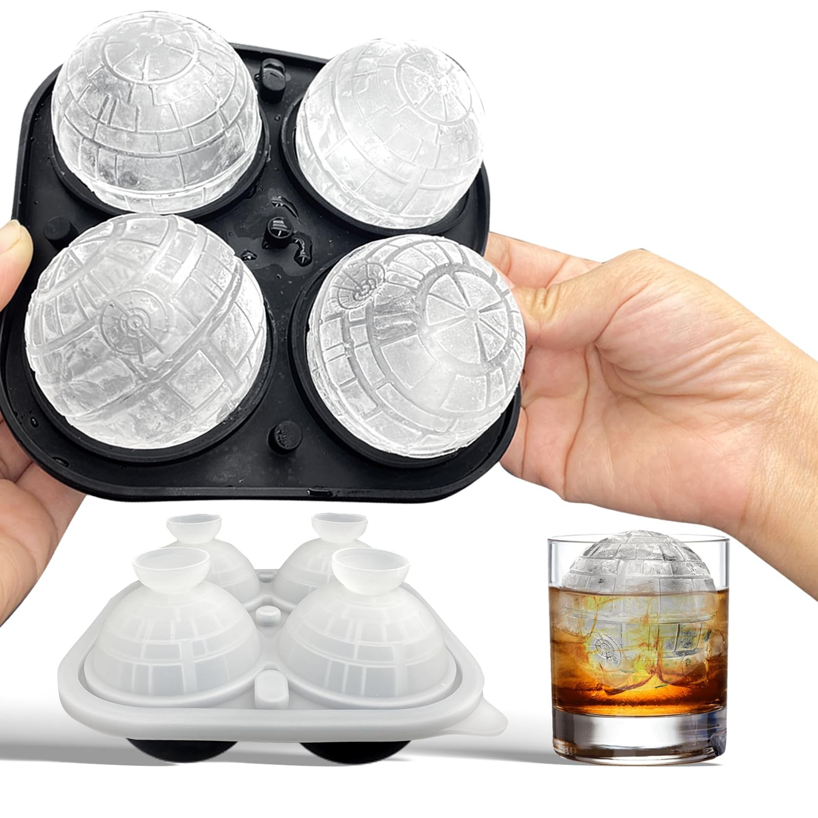 2.2" Sphere Ice Cube Molds Silicone 3D Big Ice Ball Maker Novelty Whiskey Ice...