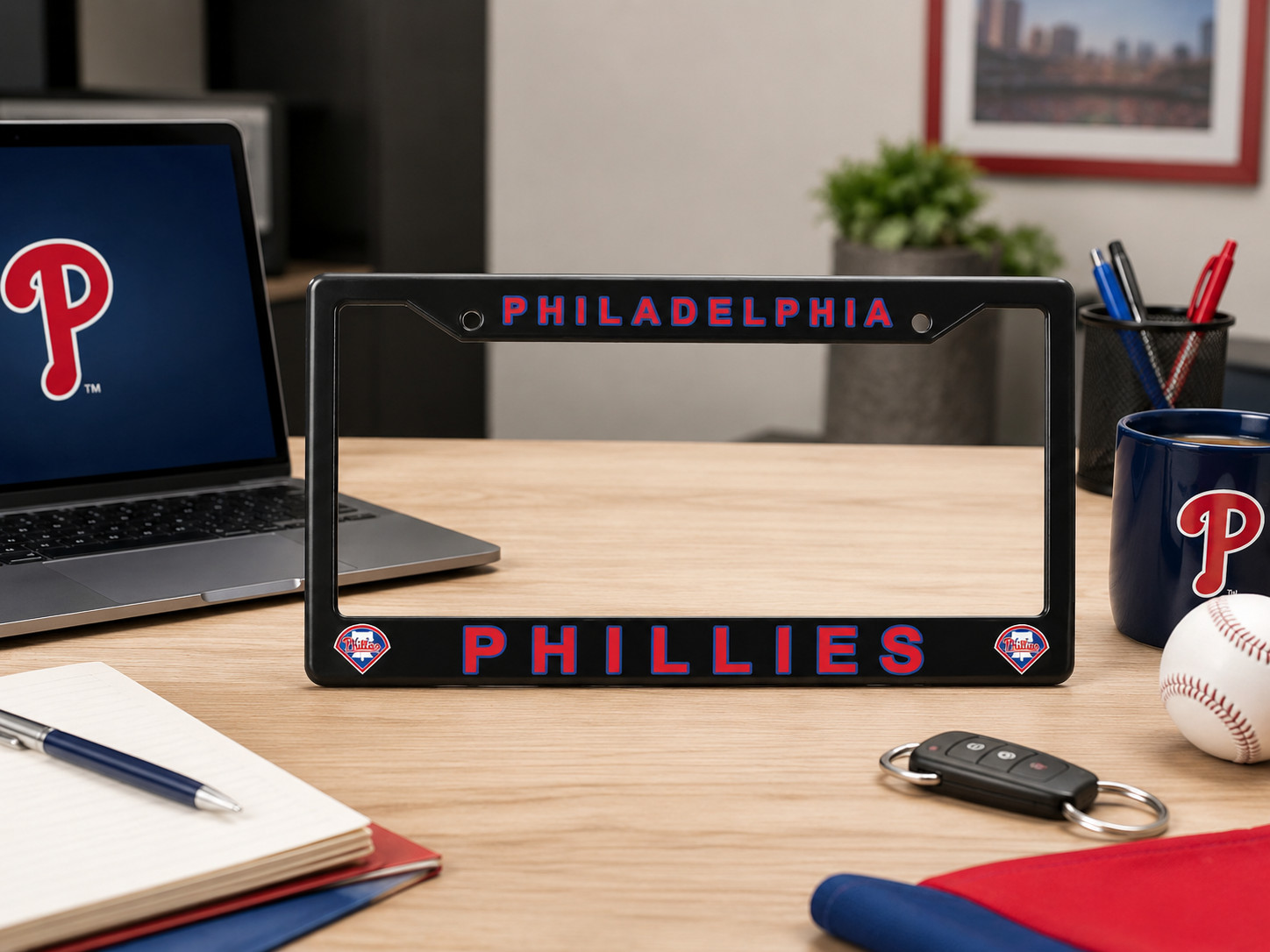 Philadelphia Phillies Black License Plate Frame Cover - Black - Eliteauto3k