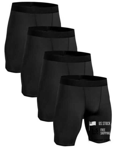 4 Pack Compression Workout Shorts Men Performance Sports Large 4 Pack: Black