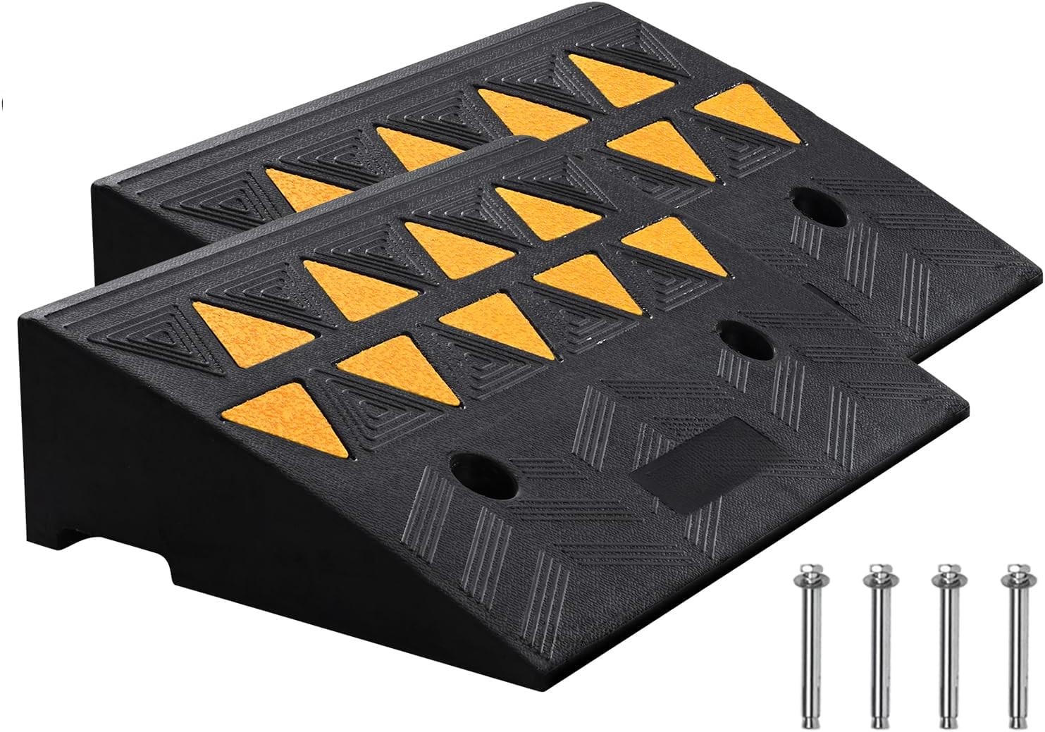 Rubber Curb Ramp 5" Rise Height 2 Pack, 33069 lbs/15 T Capacity Threshold Ramps