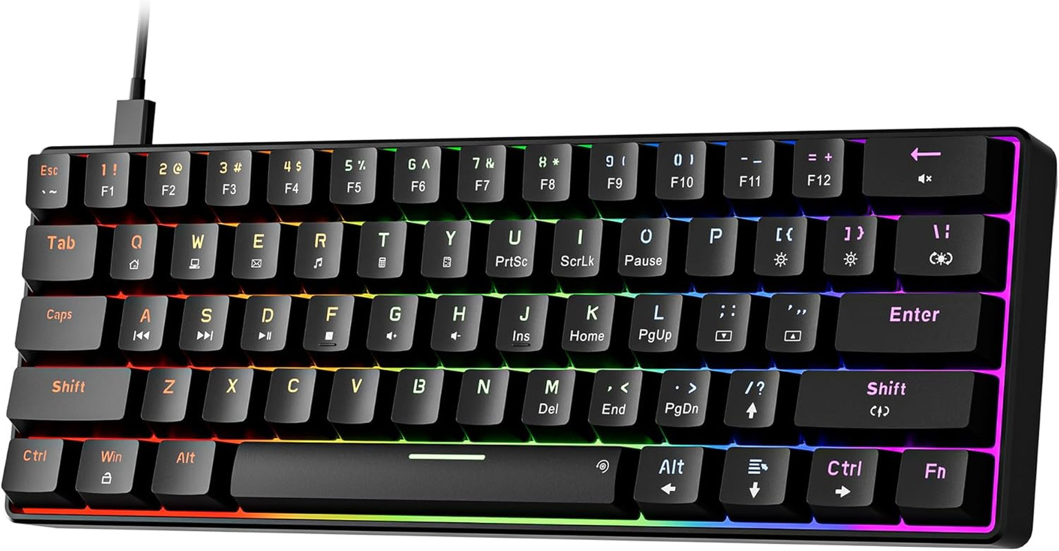 GM611 Compact 61-Key Mechanical Keyboard with RGB Backlighting and Red Switches