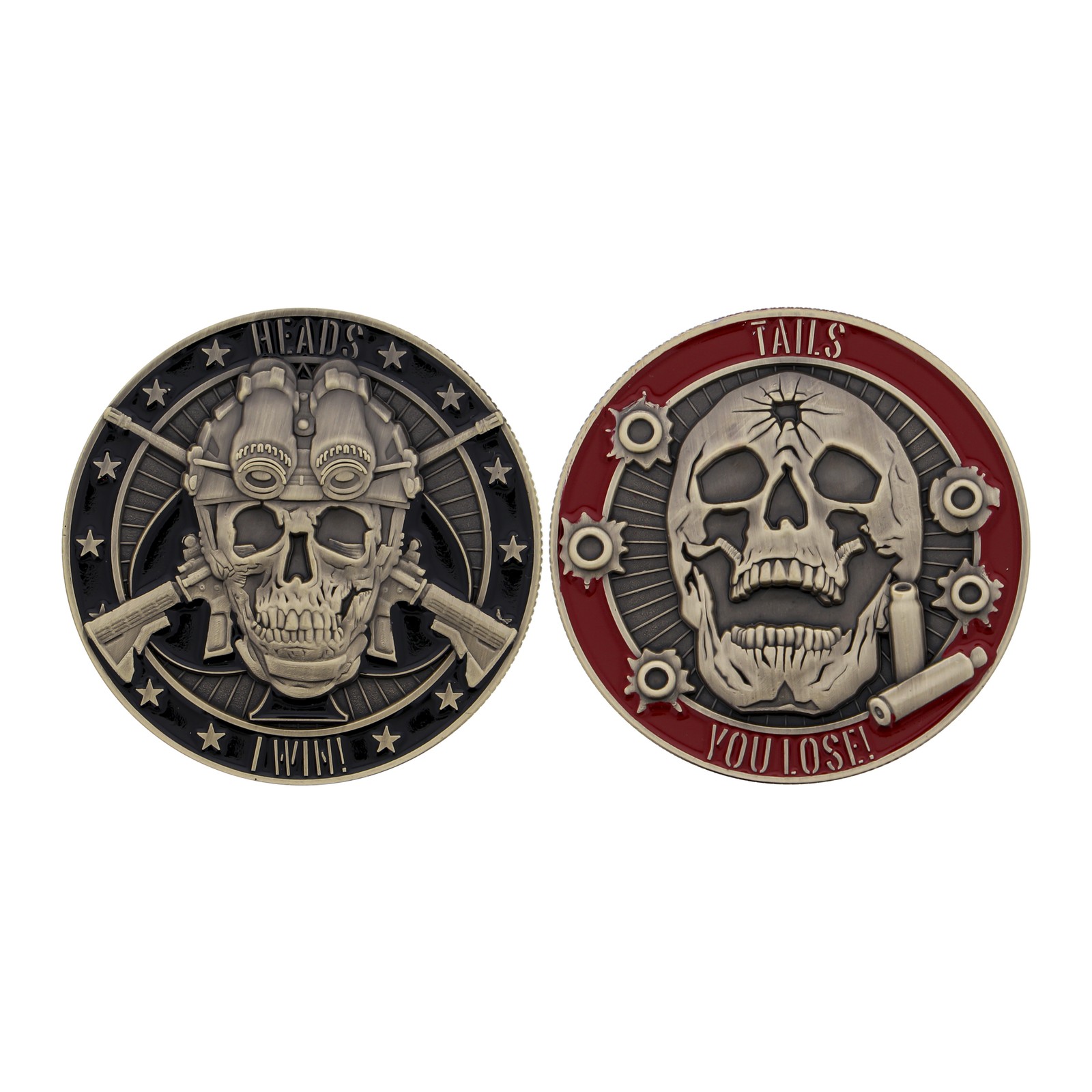 Heads or Tails Tactical Skull Challenge Coin