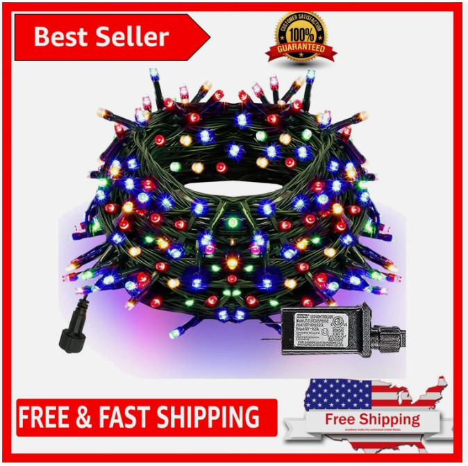 Energy Efficient 100 FT LED Christmas Lights with 8 Modes for Indoor/Outdoor Use