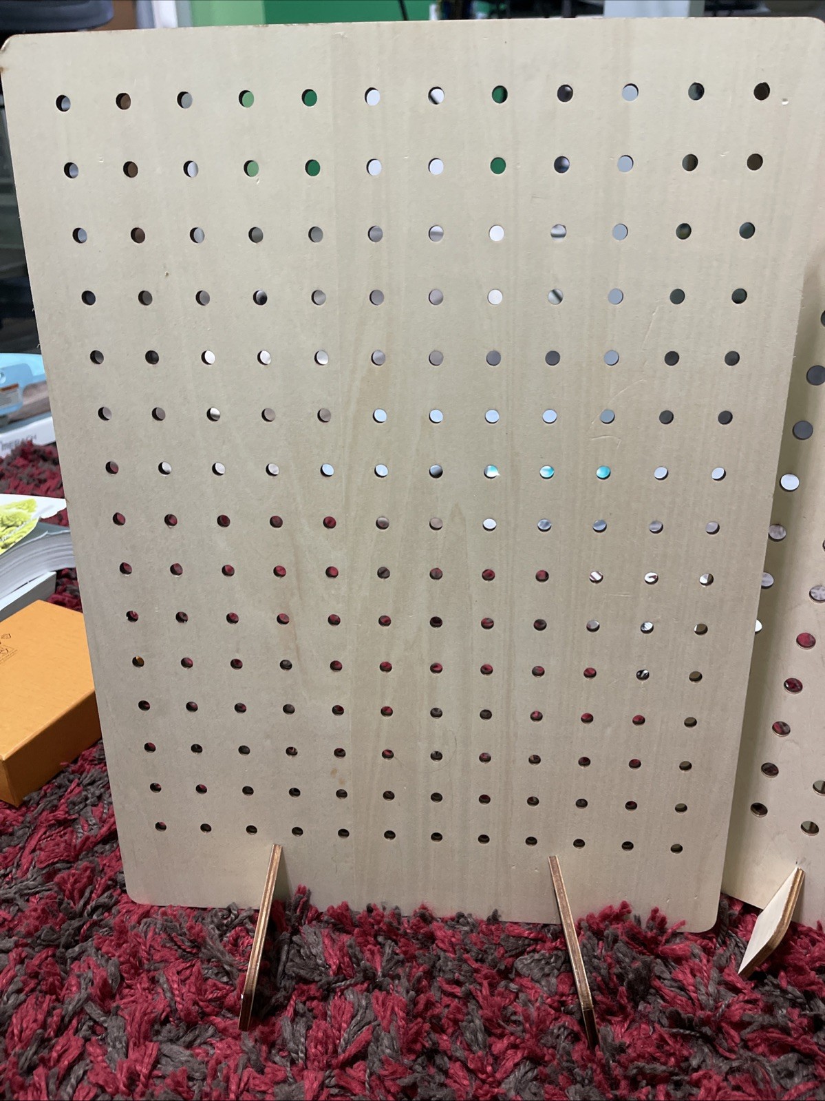2 Pack Wooden Pegboard Display Stand, Retail Rack, 17" x 13"+ 20ps hooks free