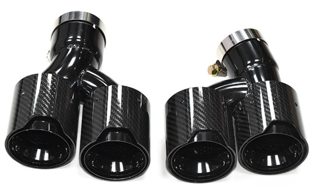 Pair Dual Exhaust Tip Real Carbon Fiber Tailpipe For BMW 525i 528i 530i G30 G31