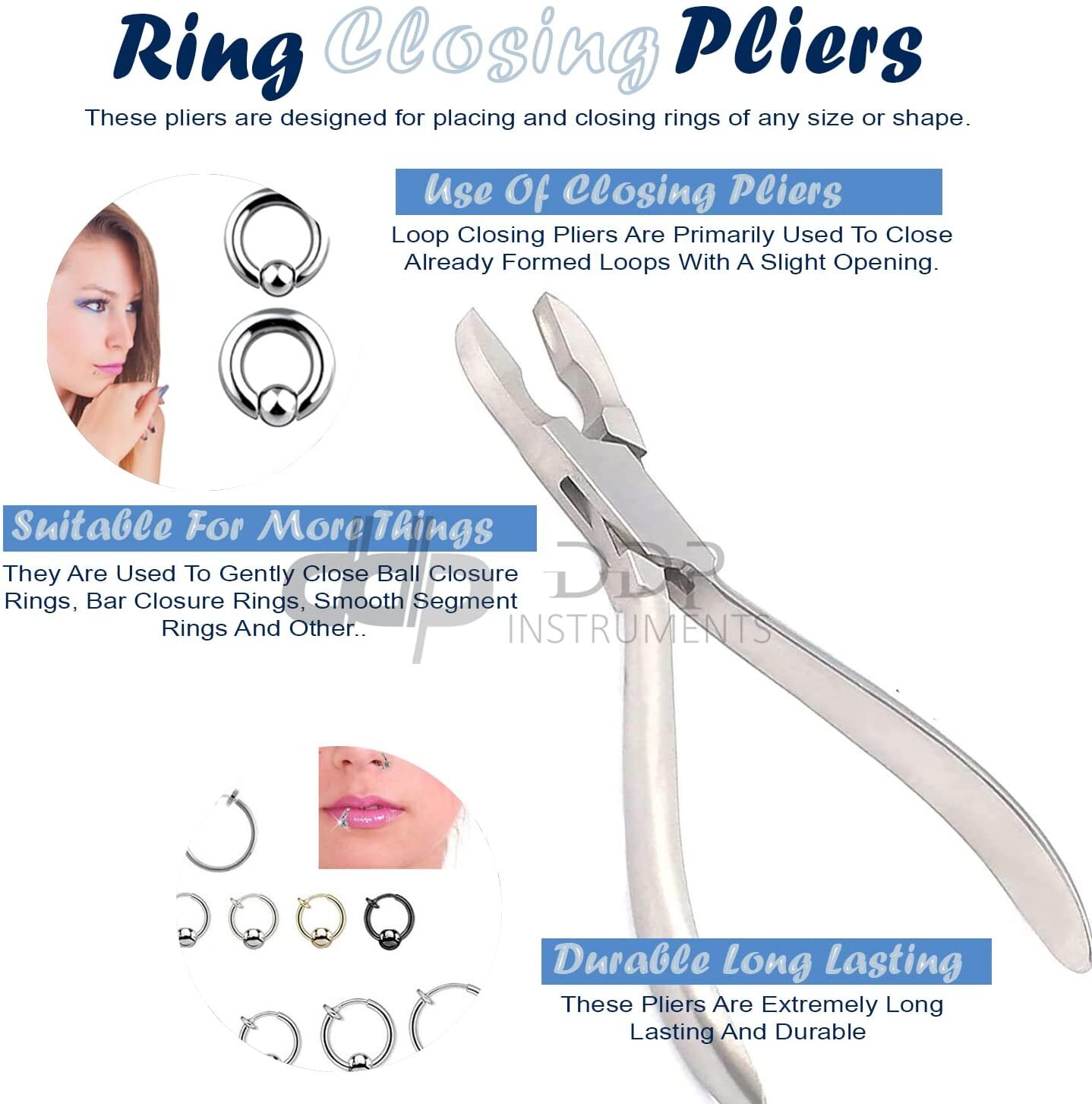 New Ring Closing Plier Jewelry Body Piercing Loop Closer DDP Instruments