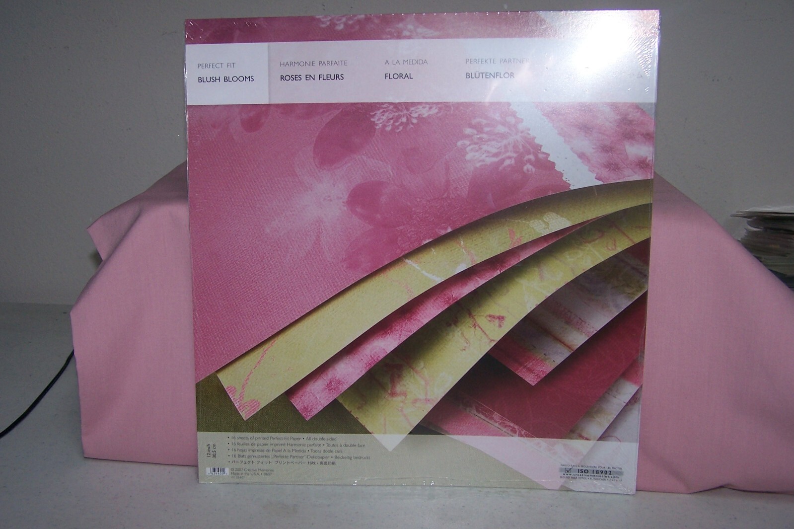 Creative Memories Perfect Fit Paper Pack BLUSH BLOOMS 12 Inch 16 Sheets NEW Pack