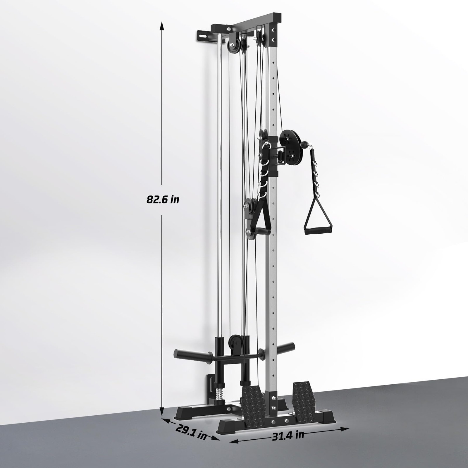 Dual Pulley Cable Machine 20-Position Wall Mount for LAT Pulldown & Row Exercise