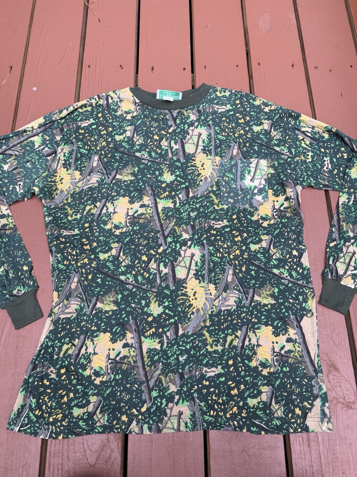 VTG Bushlan Men’s Size XL Green Long Sleeve Camo Hunting Shirt NEW