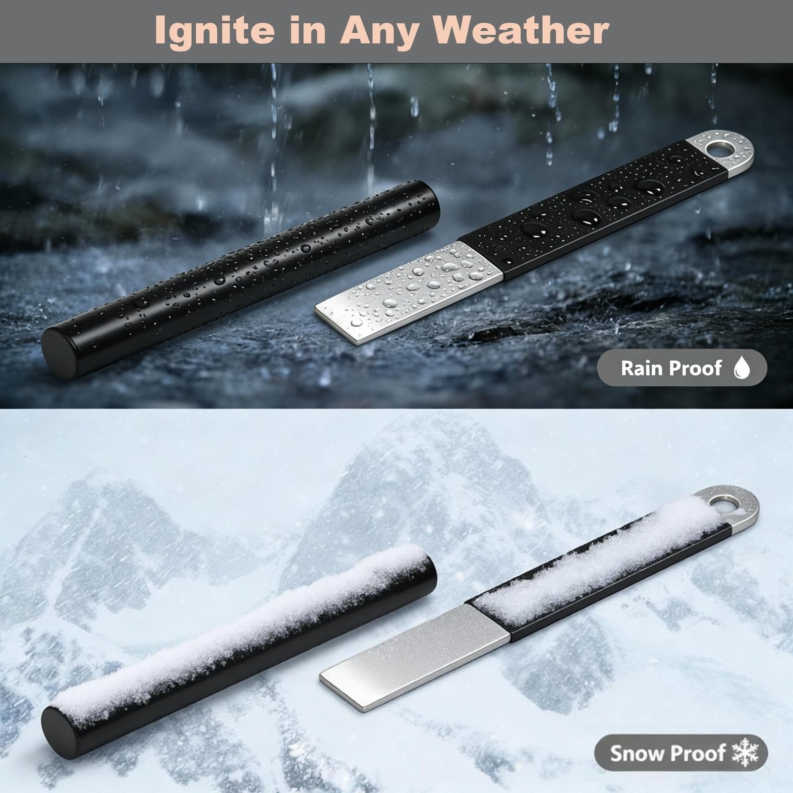 IWLUFK 4" Portable Pocket Waterproof Ferrocerium Ferro Rod Fire Large, Black
