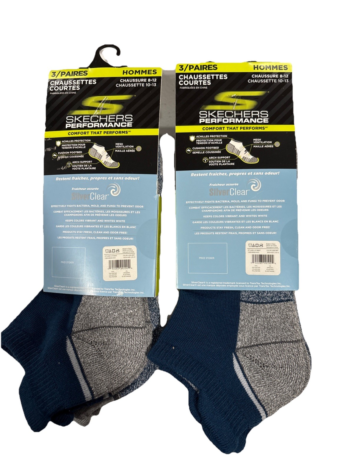 Skechers Men’s Low-Cut Black Socks 6 Pair Cushioned Arch Support Odor Control