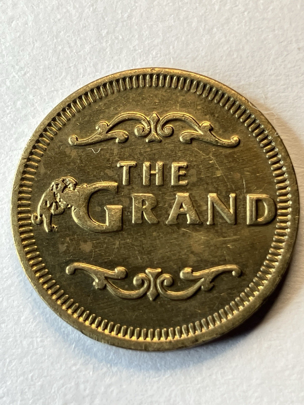 Vintage The Grand Arcade Token Defunct Brass #uk2