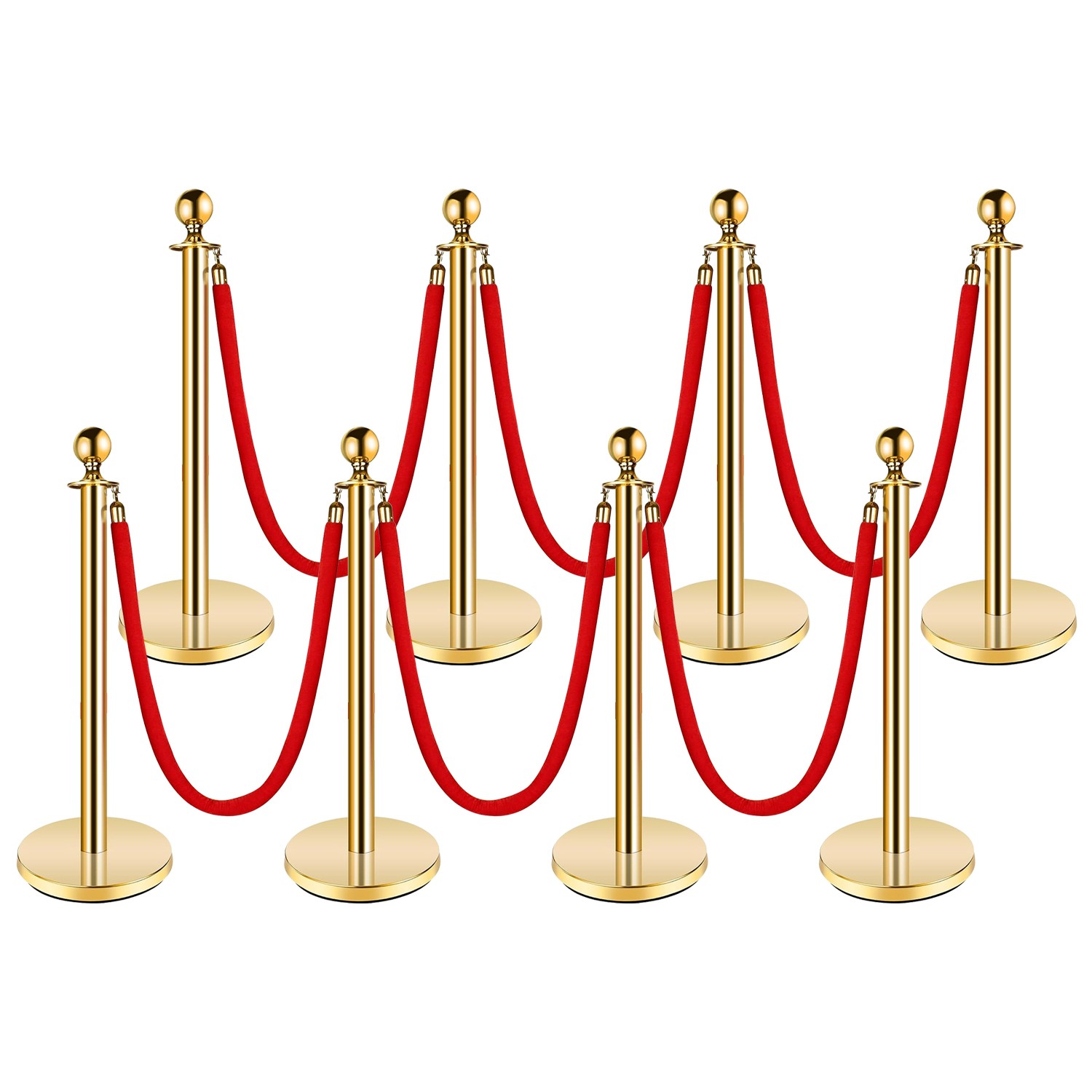GARVEE 37" Gold Stanchion Posts with 5ft Red Rope, VIP Line & Event Barrier Set