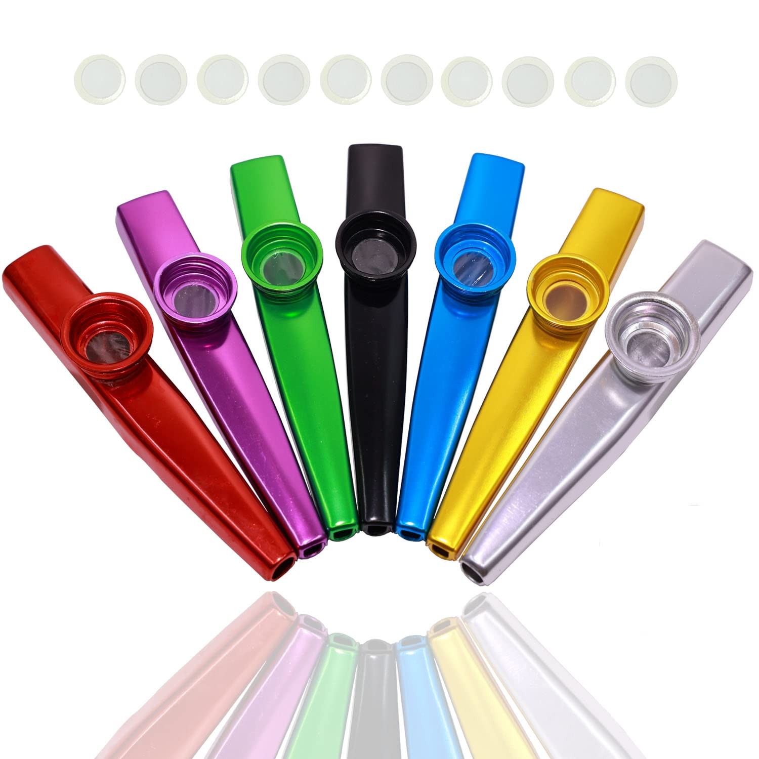 Fartime 7 Pcs Metal Kazoos With 20Pcs Kazoo Flute Diaphragms,Musical Instrume