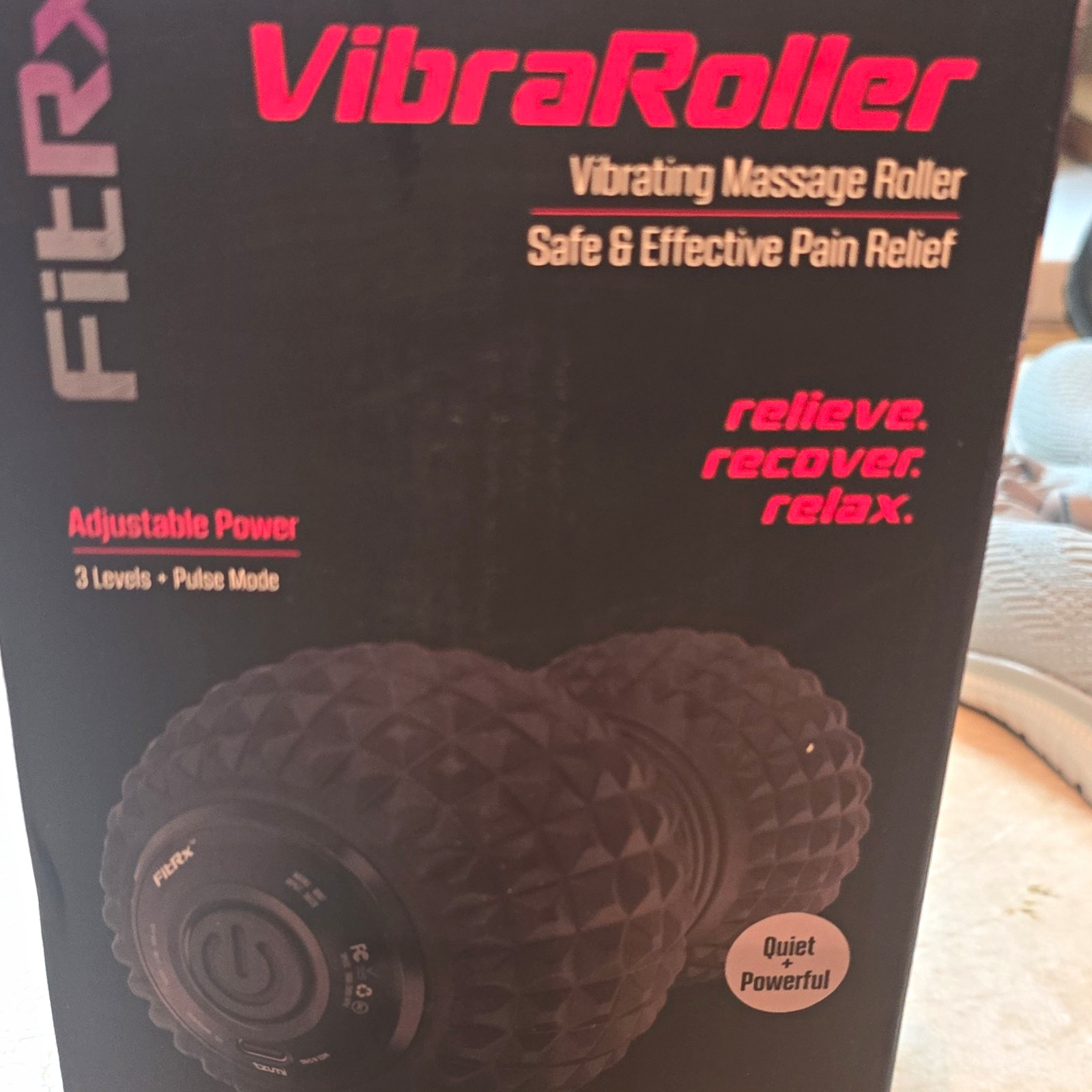FitRx VibraRoller Foam Roller Vibrating Textured Adjustable Power Black MPN 8007