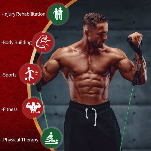 5 PC Resistance Bands Set - Workout Exercise Fitness Bands - NEW