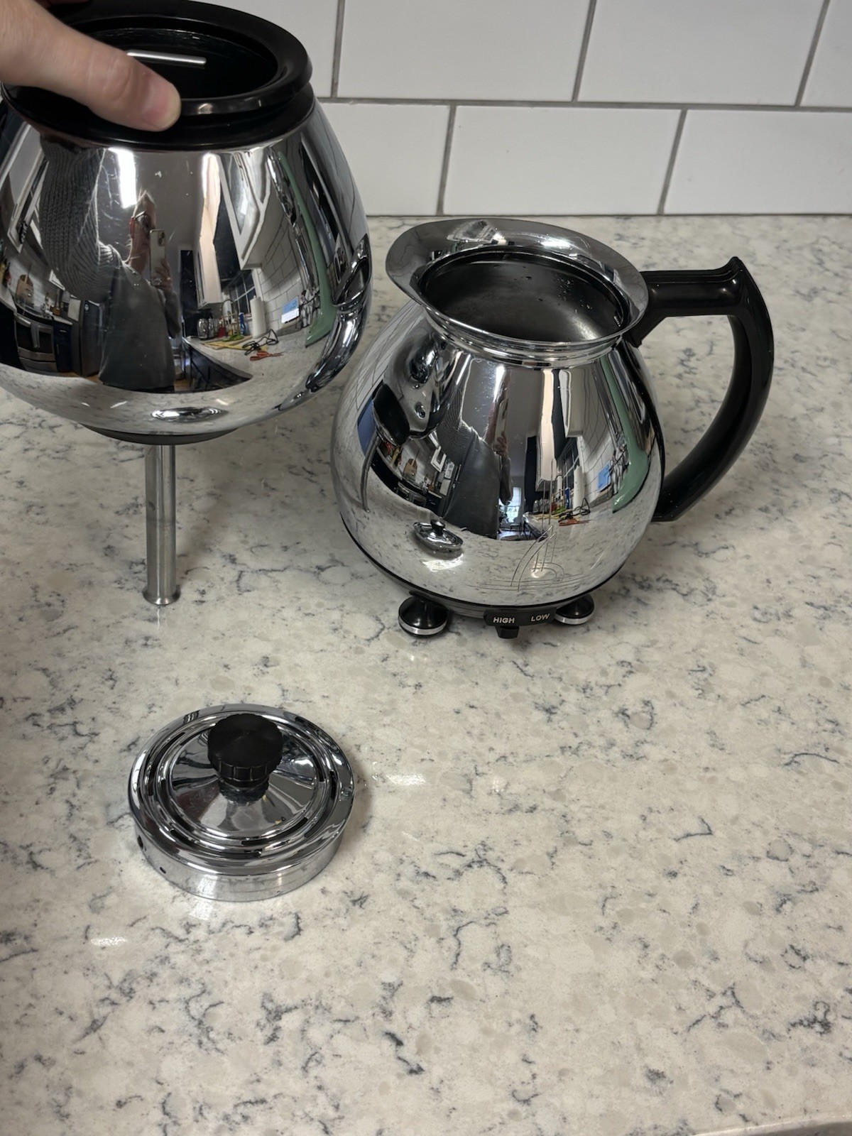 Vintage Sunbeam Coffeemaster “Double Bubble” C20B chrome vacuum coffee maker.
