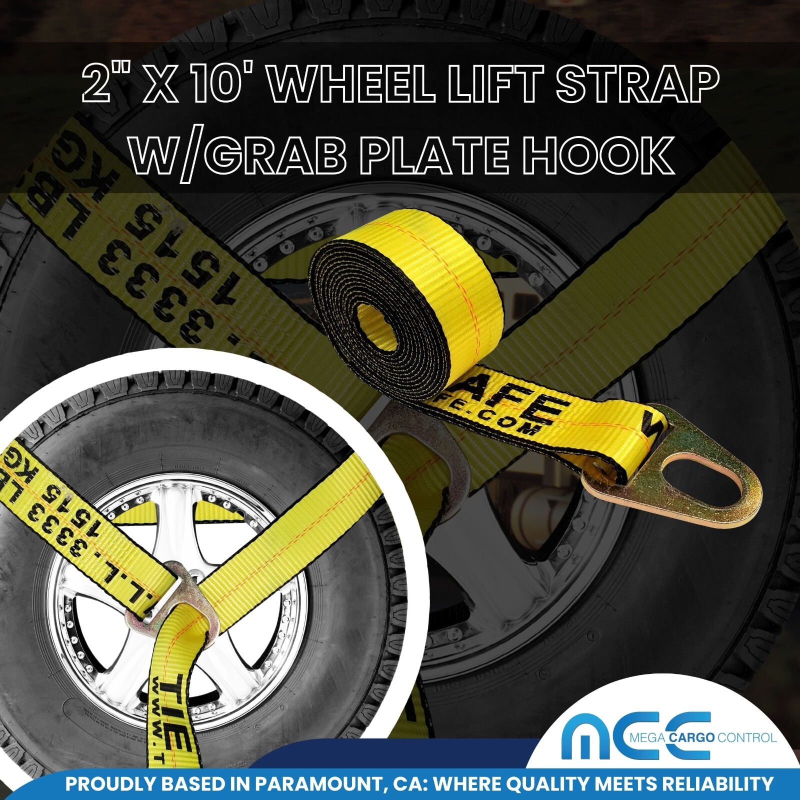 USA 10 Pack 2" x 10' Chevron Wheel Lift Lasso Strap w/ Keyhole For Auto Tie Down