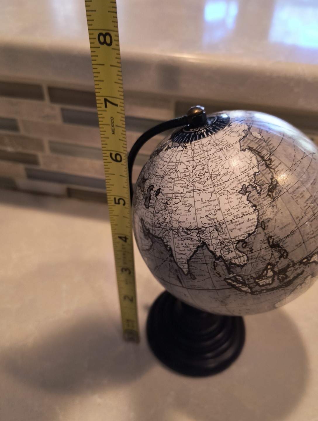 Desktop World Map Rotating Globe With Wooden Base 7" India