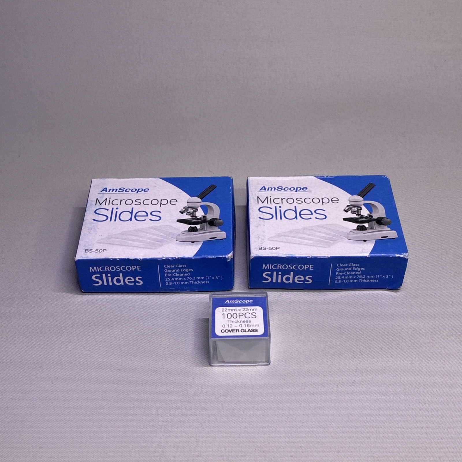 AmScope Microscope Slides, BS-50P, 50 Pieces Each (2 Packs), Ground Edges
