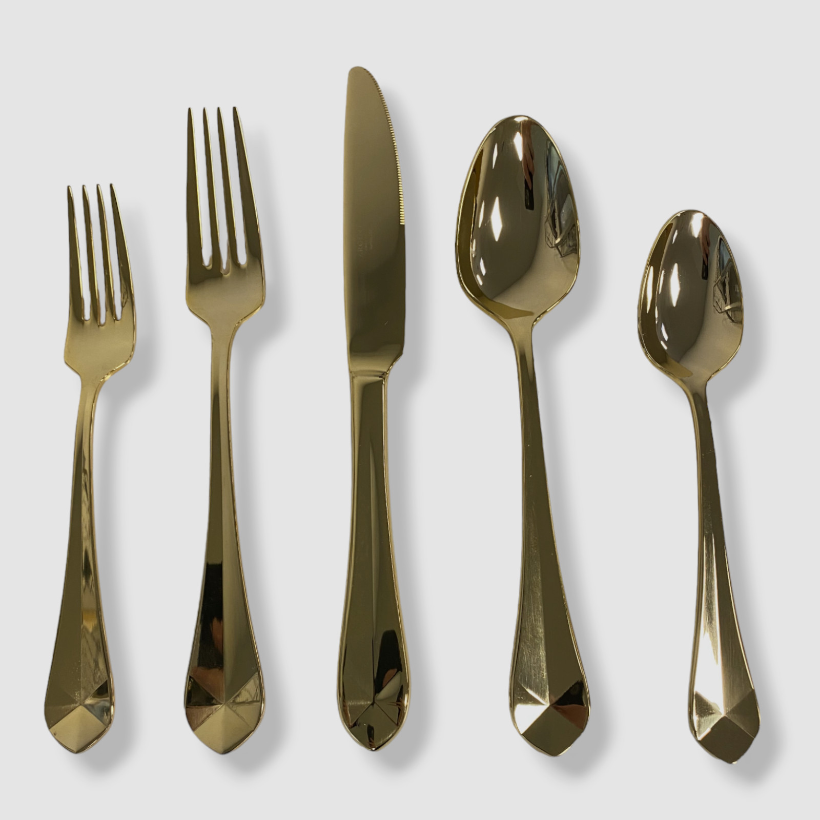 $75 Argent Orfevres Belvoir 24K Gold Plated 18/10 Stainless Steel 5pc Place Set