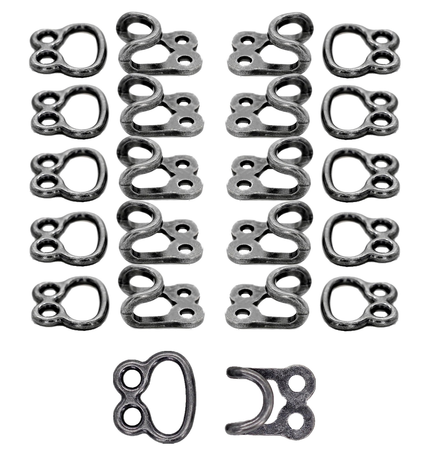 20 Pairs Simple Forg Closure Two Holes Fasteners. Sew On Hooks and Eyes. 25mm...