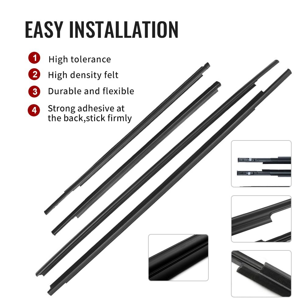 Weatherstrip Window Trim for Toyota Yaris Sedan 2007-2016 Door Outside Chrome
