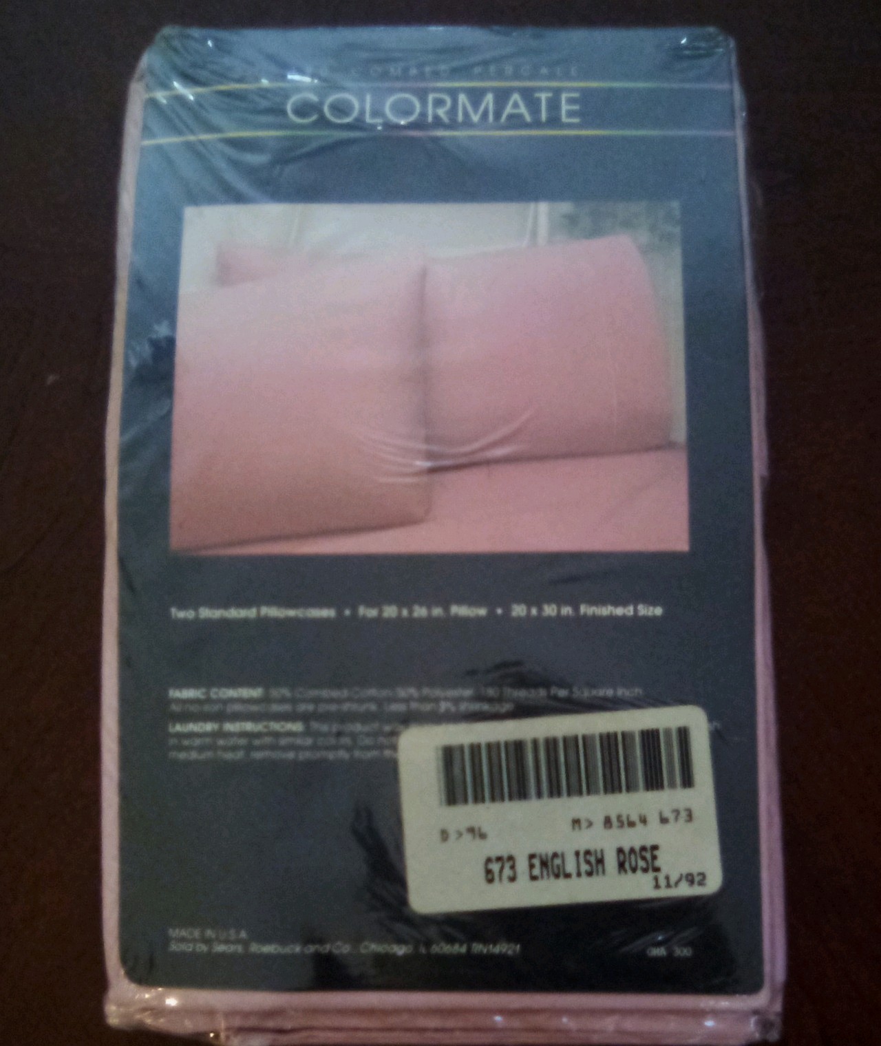 COLORMATE 2 PACK STANDARD PILLOWCASE SET LIGHT PINK 20" X 30" NEW