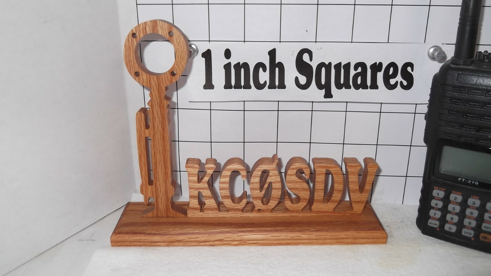 Personalized oak amateur ham radio call sign gift with D-104 silhouette